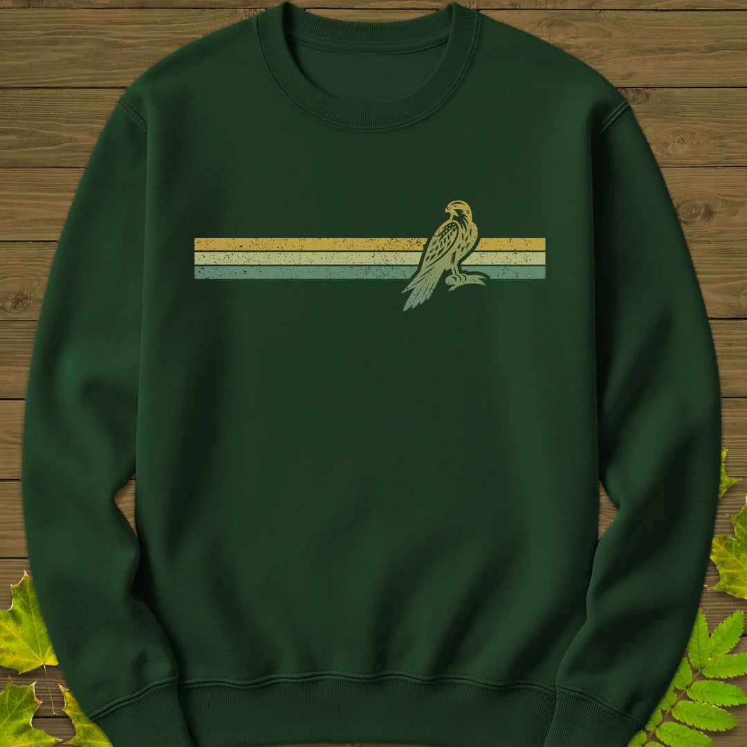 Retro Stripe Falcon Sweatshirt in Forest Green