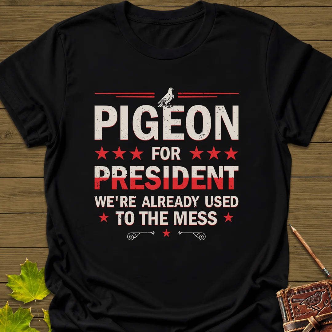 Pigeon For President T-Shirt in Black