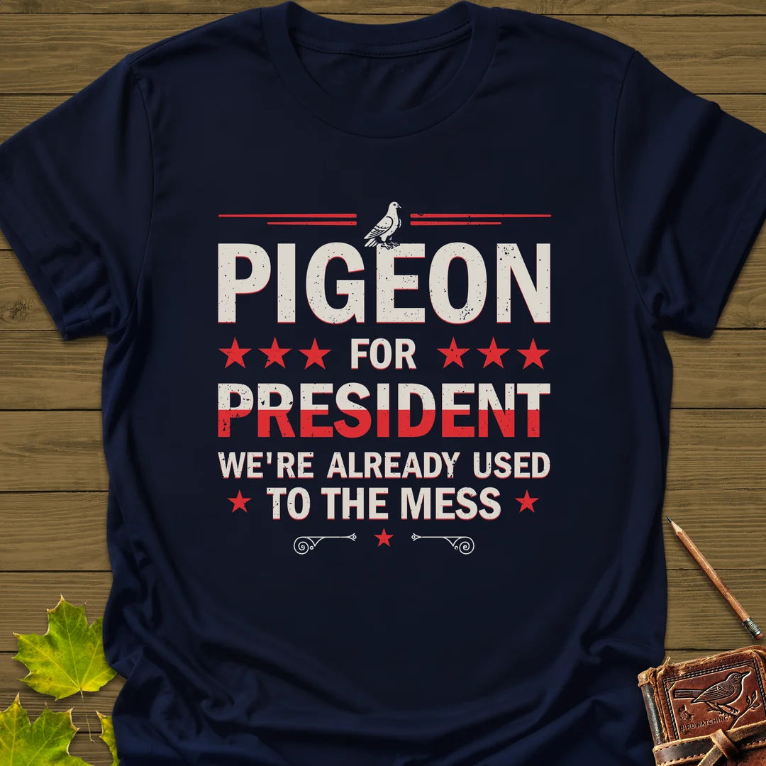 Pigeon For President T-Shirt in Navy
