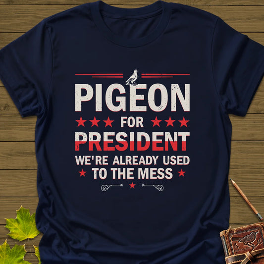 Pigeon For President T-Shirt in Navy