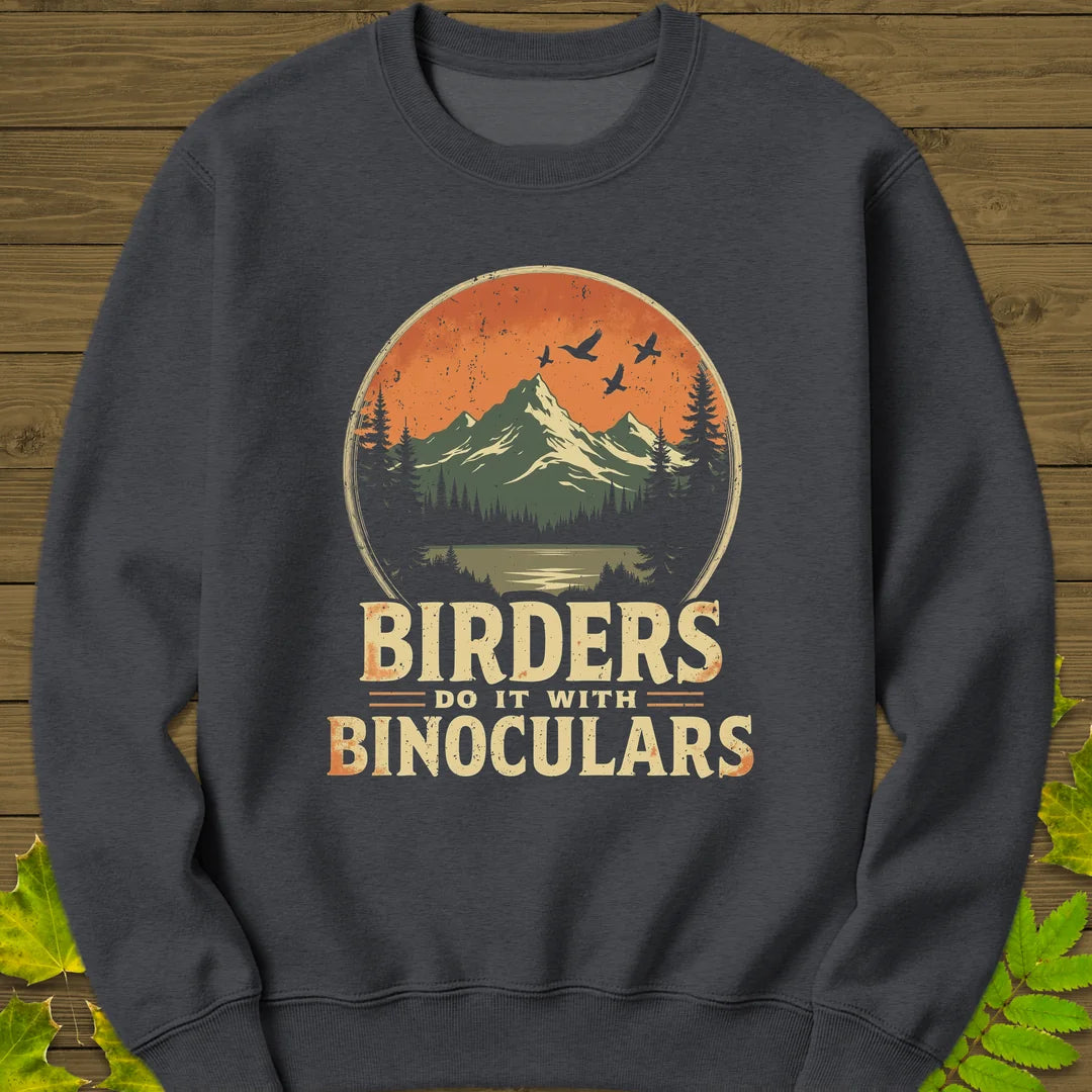Birders Do It With Binoculars Sweatshirt in Dark Heather
