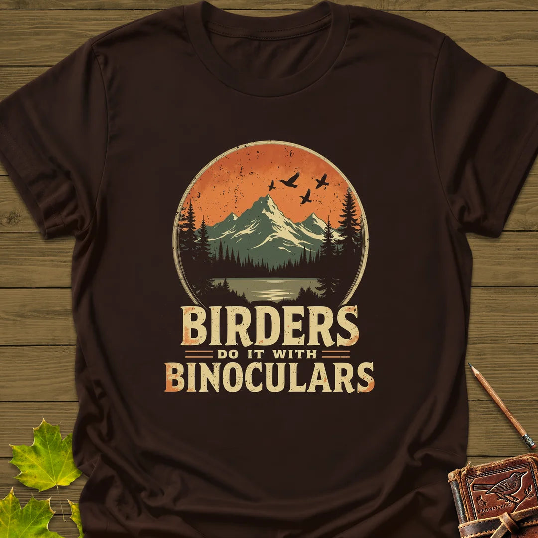 Birders Do It With Binoculars T-Shirt in Dark Chocolate