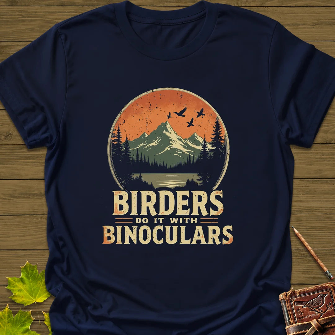 Birders Do It With Binoculars T-Shirt in Navy