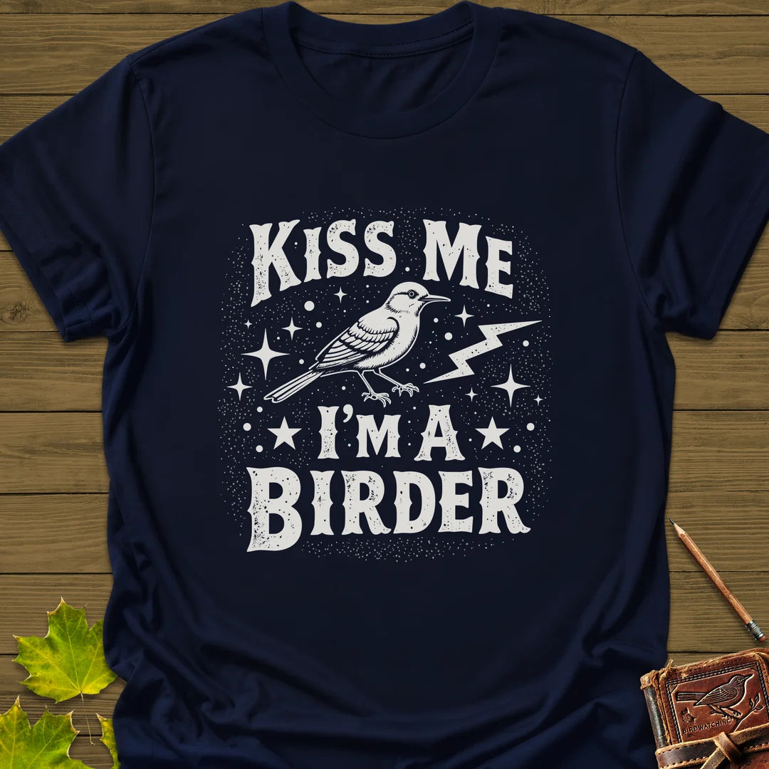 Kiss Me, I'm A Birder T-Shirt in Navy