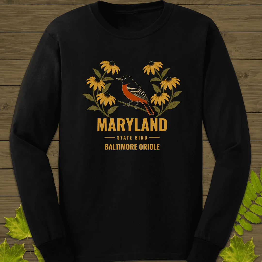 Maryland State Bird Long Sleeve in Black