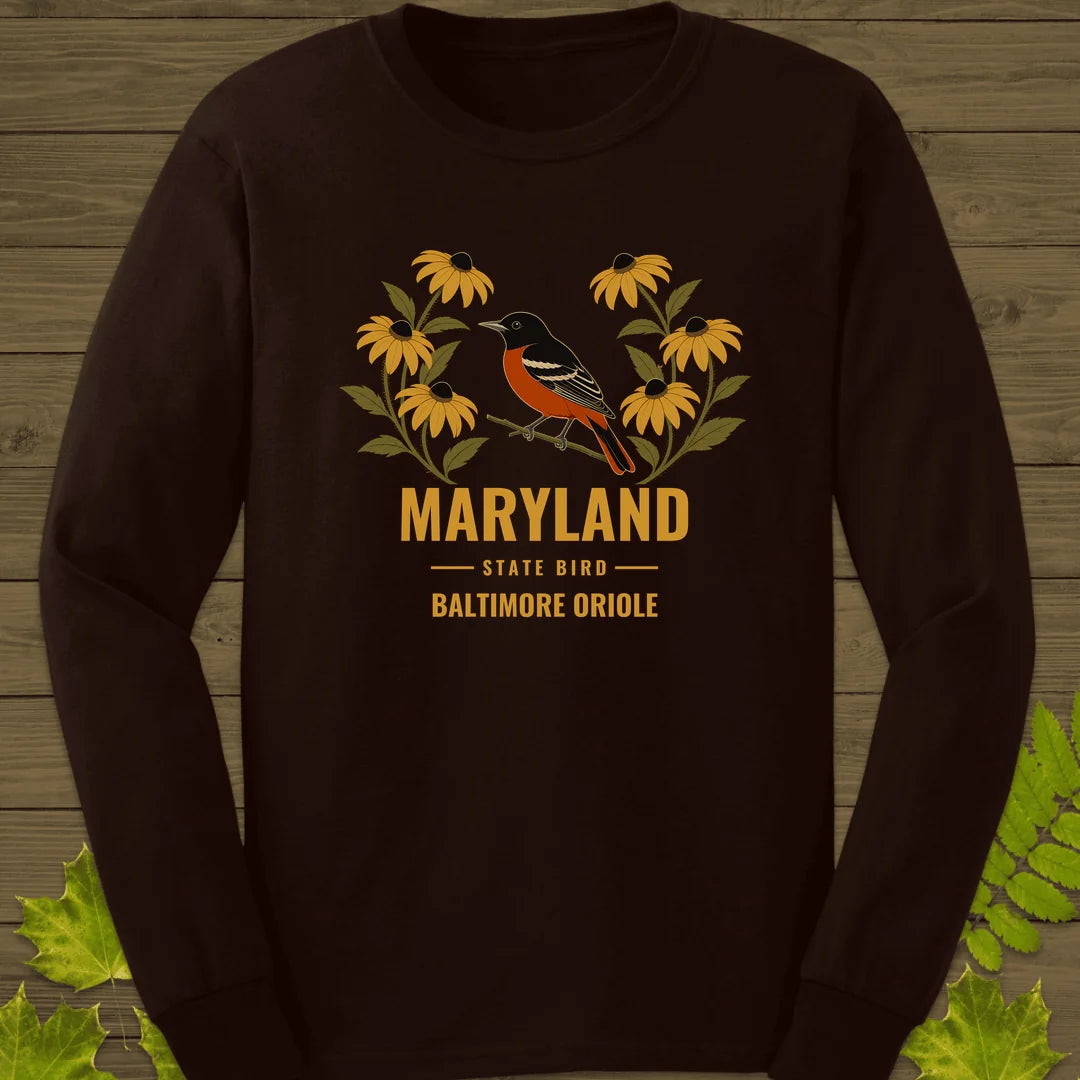 Maryland State Bird Long Sleeve in Dark Chocolate