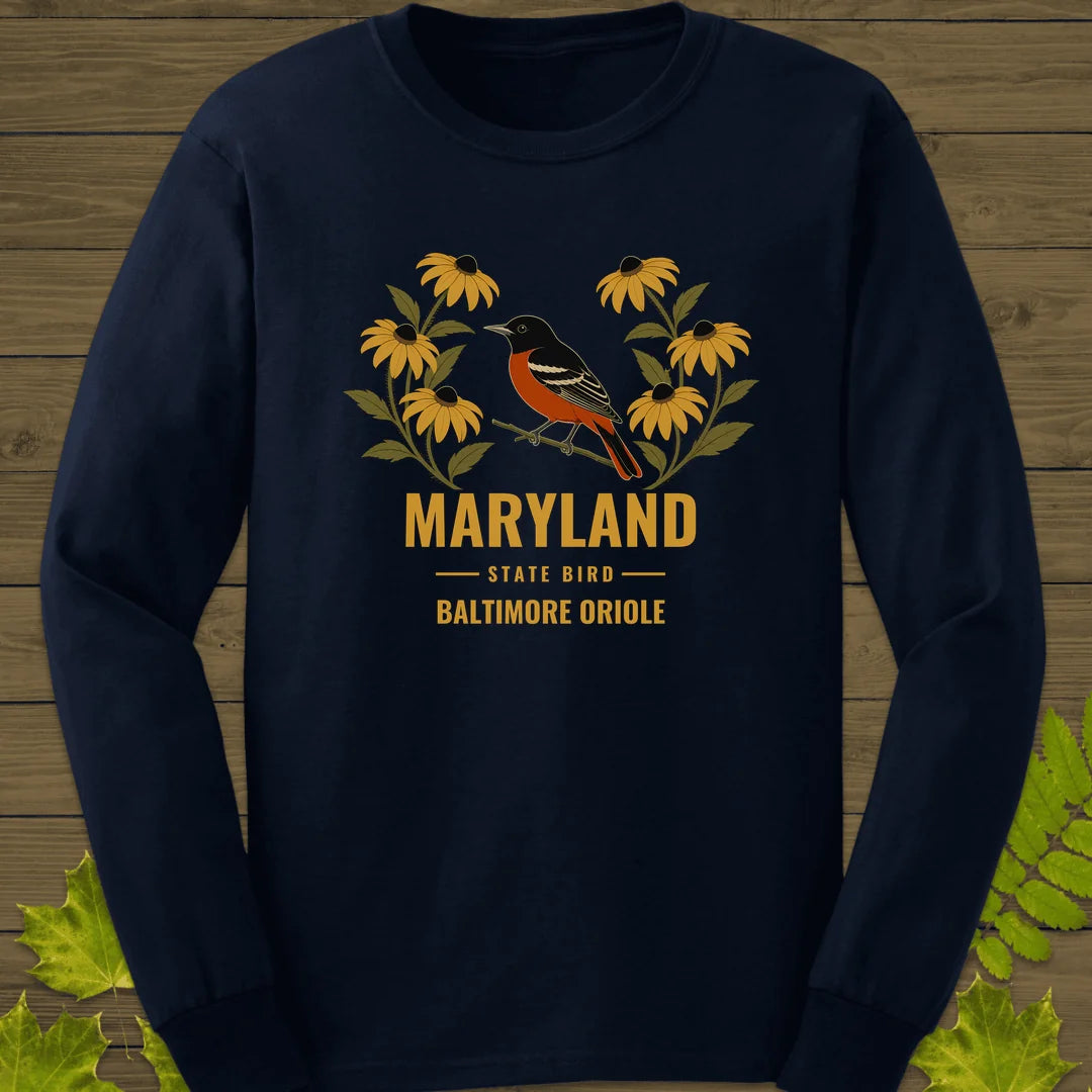 Maryland State Bird Long Sleeve in Navy