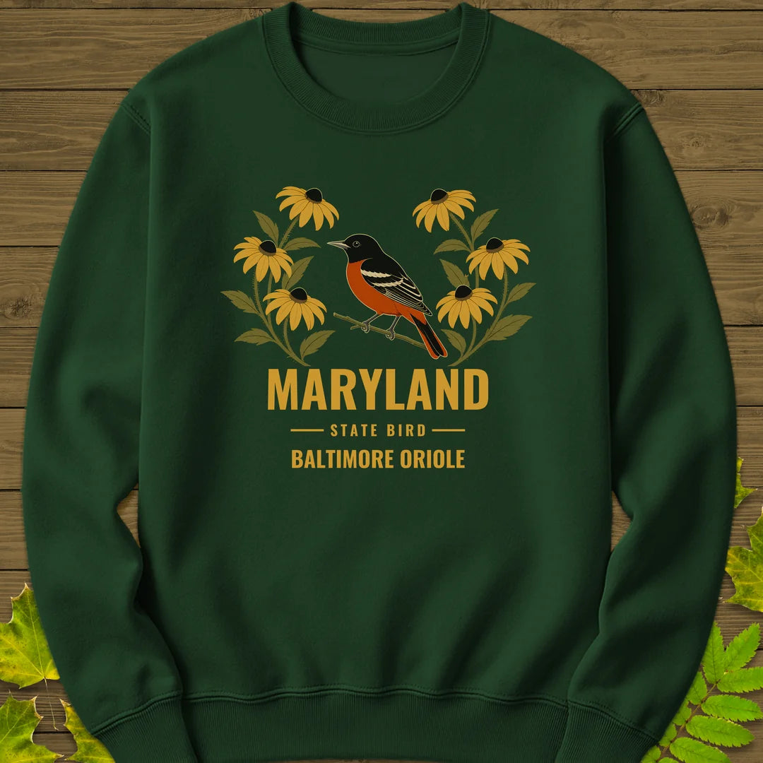 Maryland State Bird Sweatshirt in Forest Green