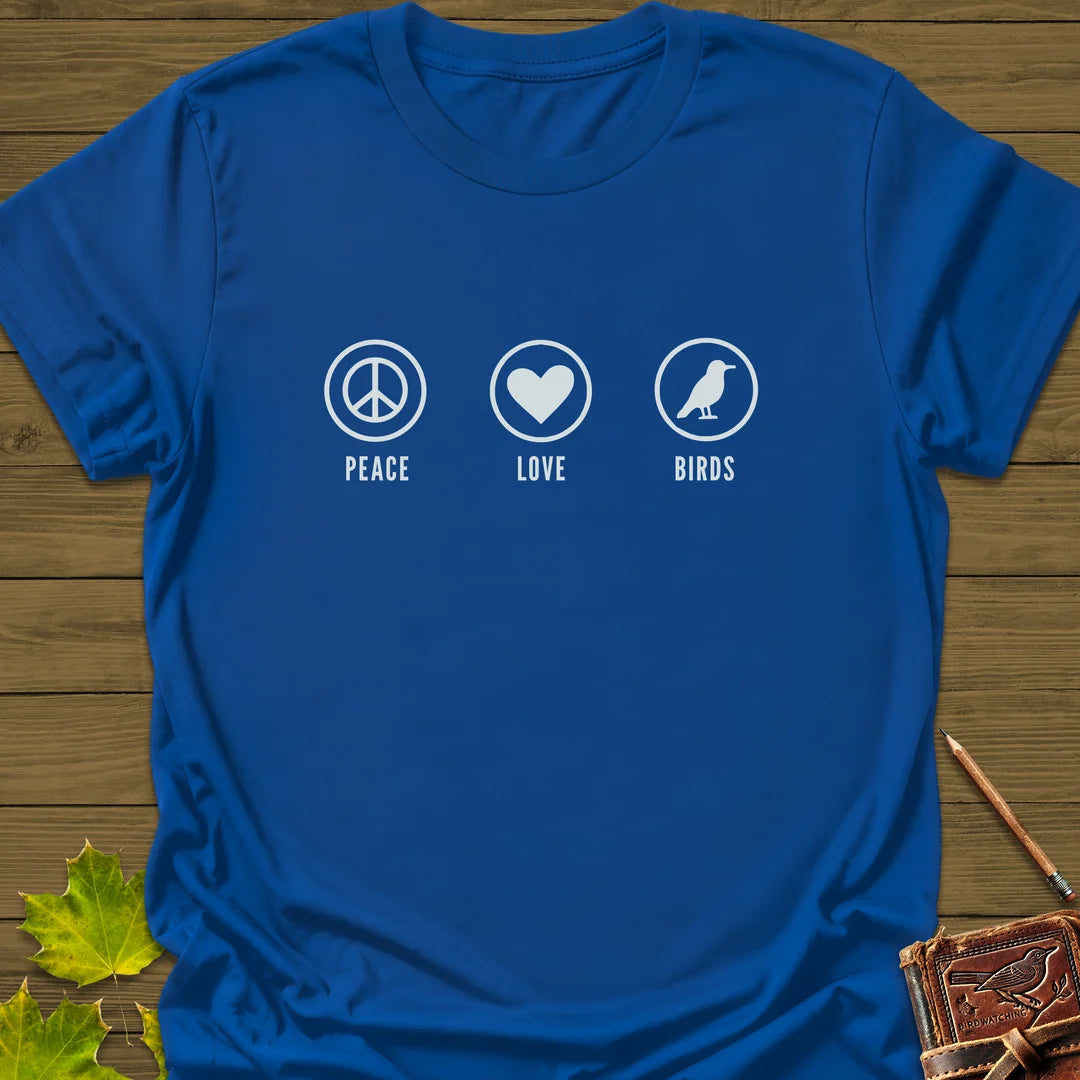Peace, Love, Birds T-Shirt in Royal