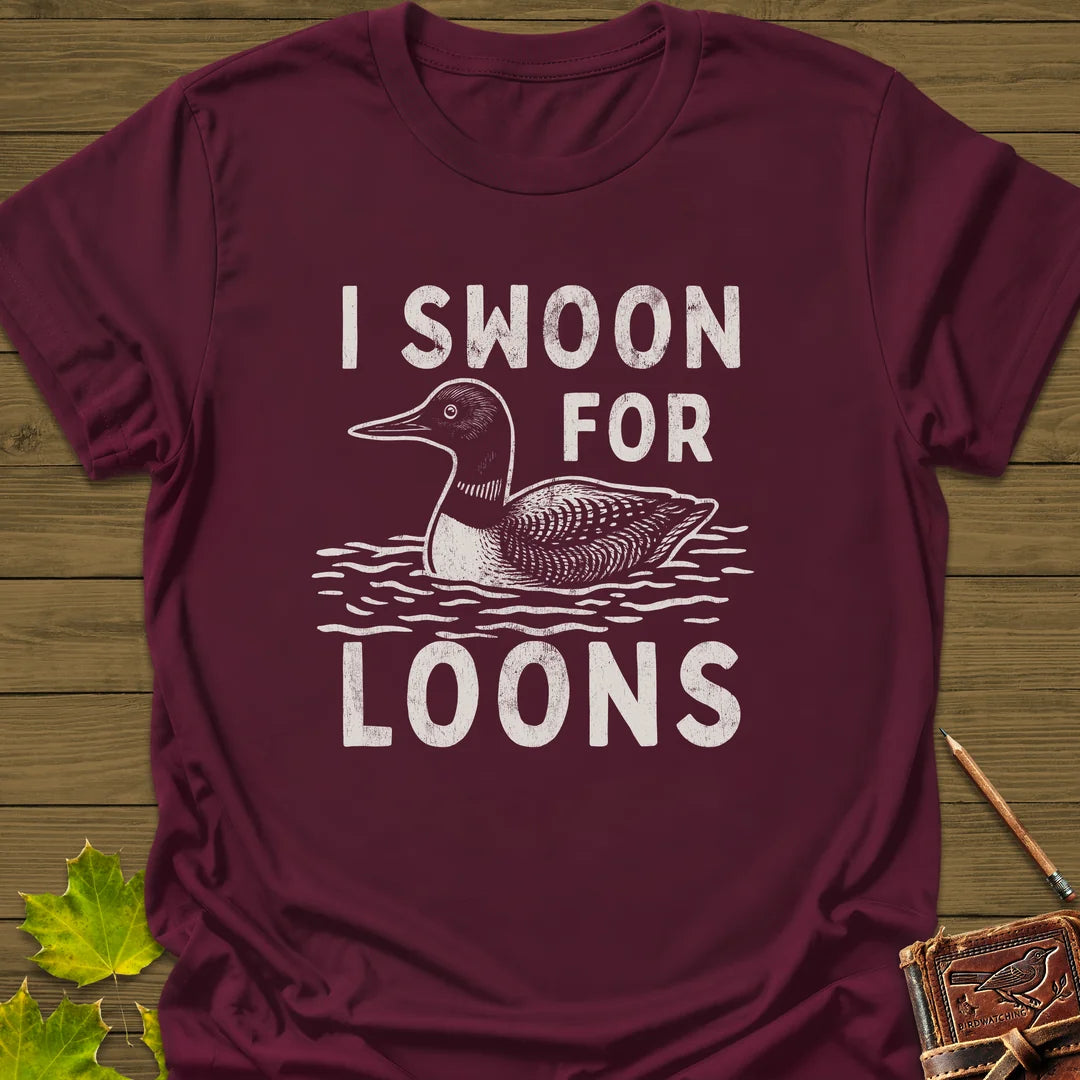 Swoon For Loons T-Shirt in Maroon