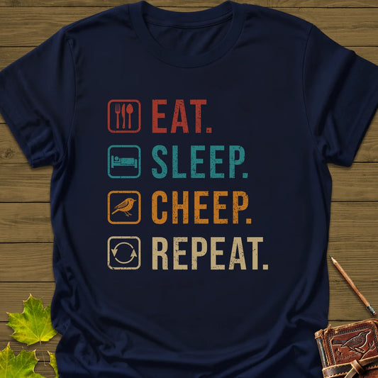 Eat, Sleep, Cheep, Repeat T-Shirt in Navy