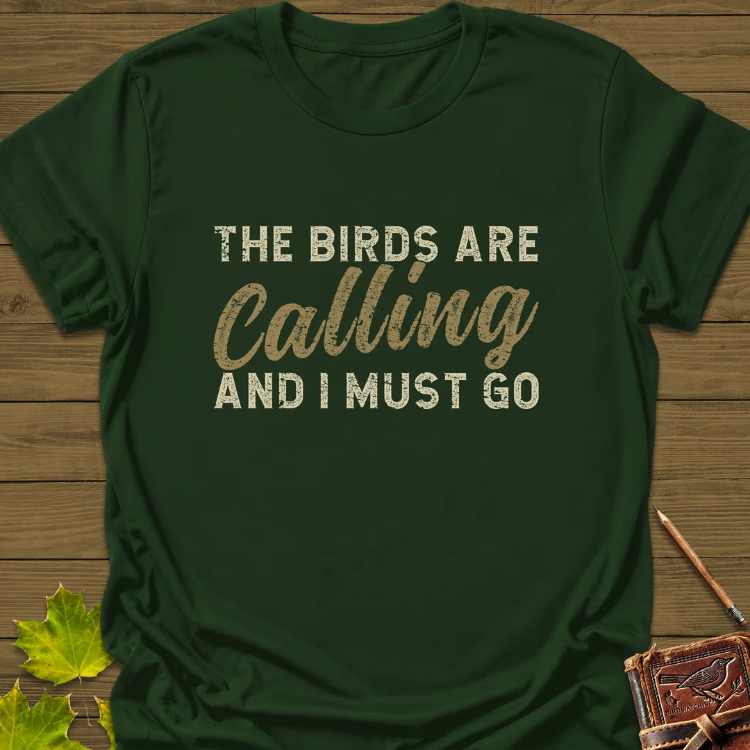 Birds Are Calling T-Shirt in Forest Green