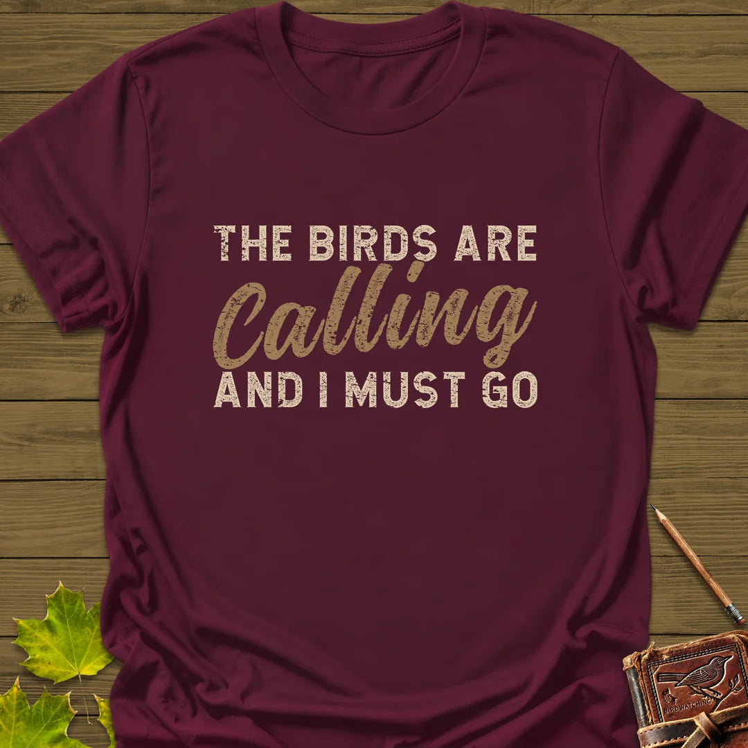 Birds Are Calling T-Shirt in Maroon