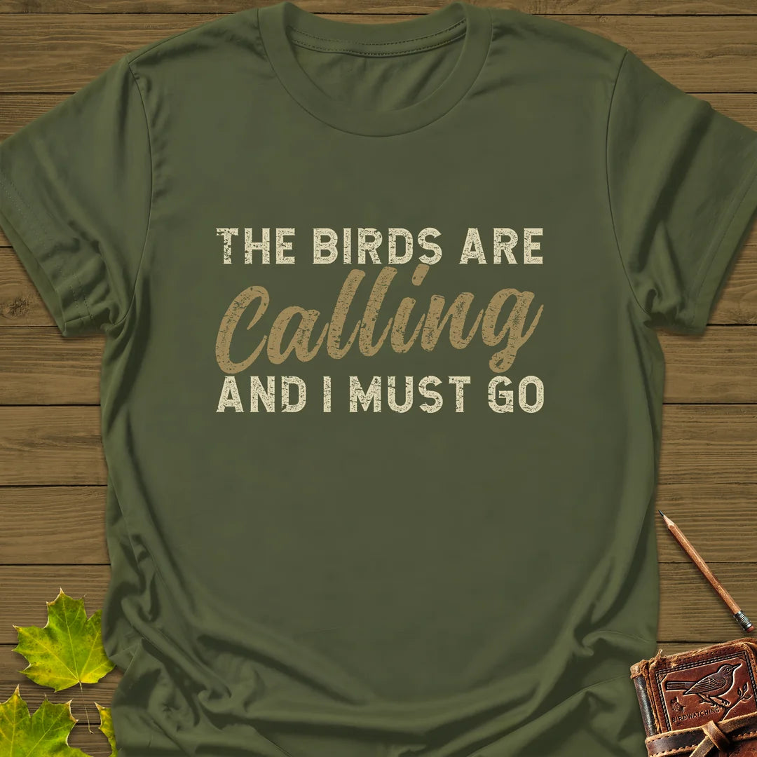 Birds Are Calling T-Shirt in Military Green