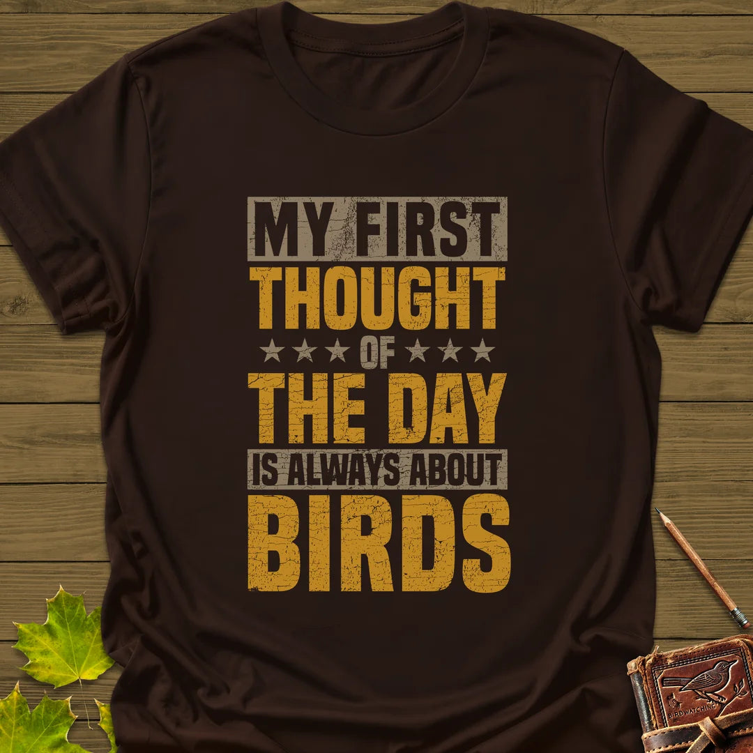 First Thought Is Birds T-Shirt in Dark Chocolate