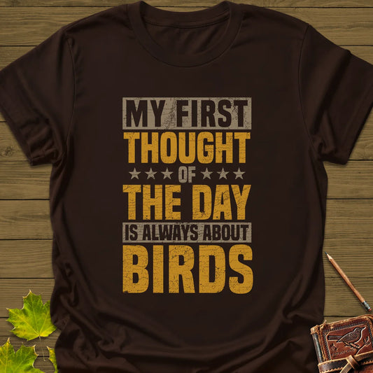 First Thought Is Birds T-Shirt in Dark Chocolate