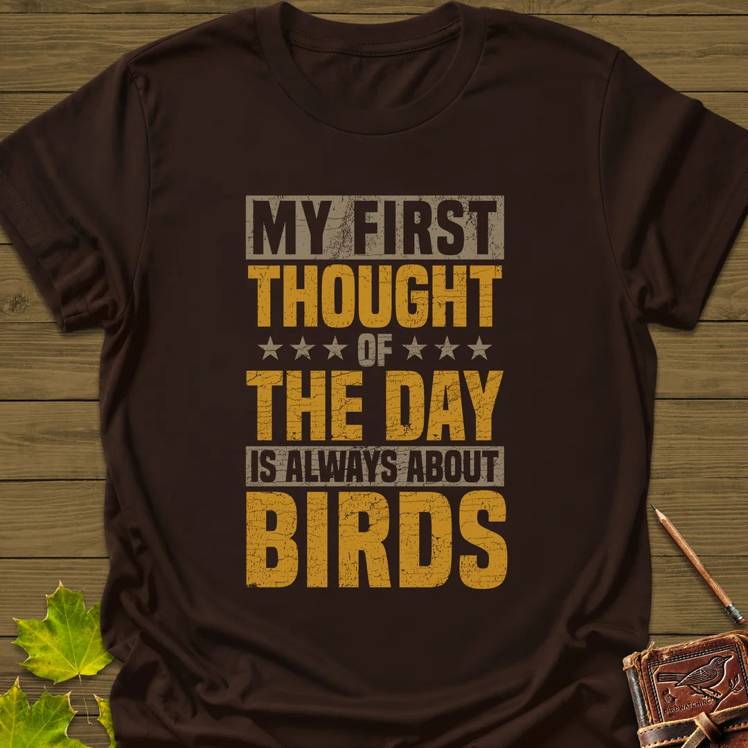First Thought Is Birds T-Shirt in Dark Chocolate