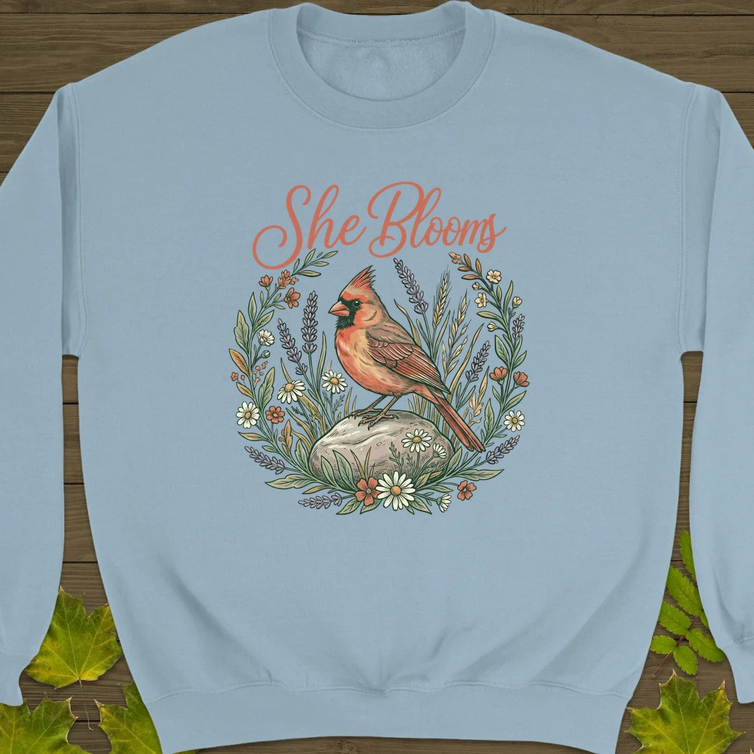 She Blooms Sweatshirt Light Blue