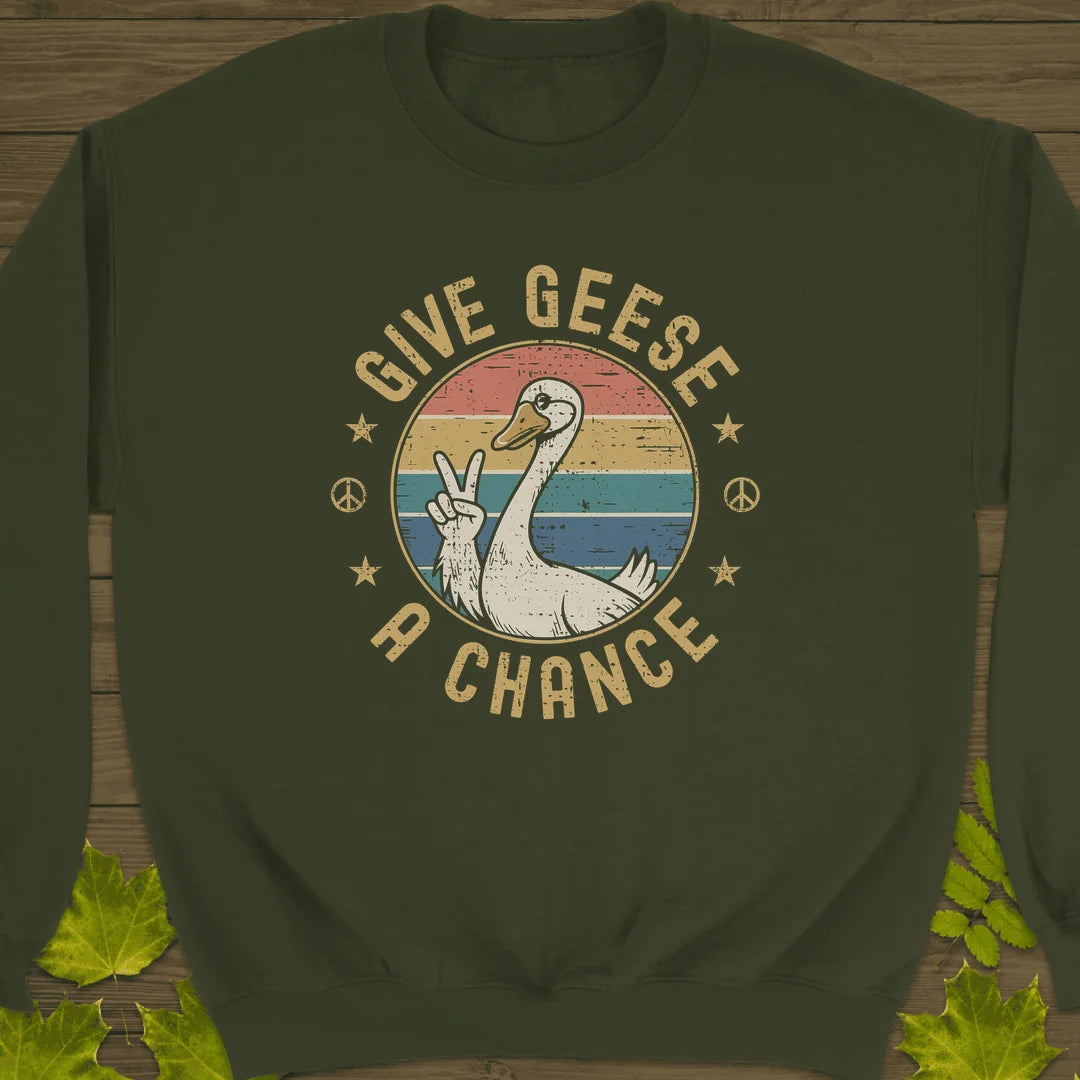 Give Geese A Chance Sweatshirt in Military Green