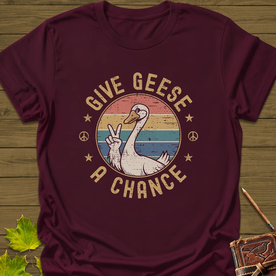 Give Geese A Chance T-Shirt in Maroon