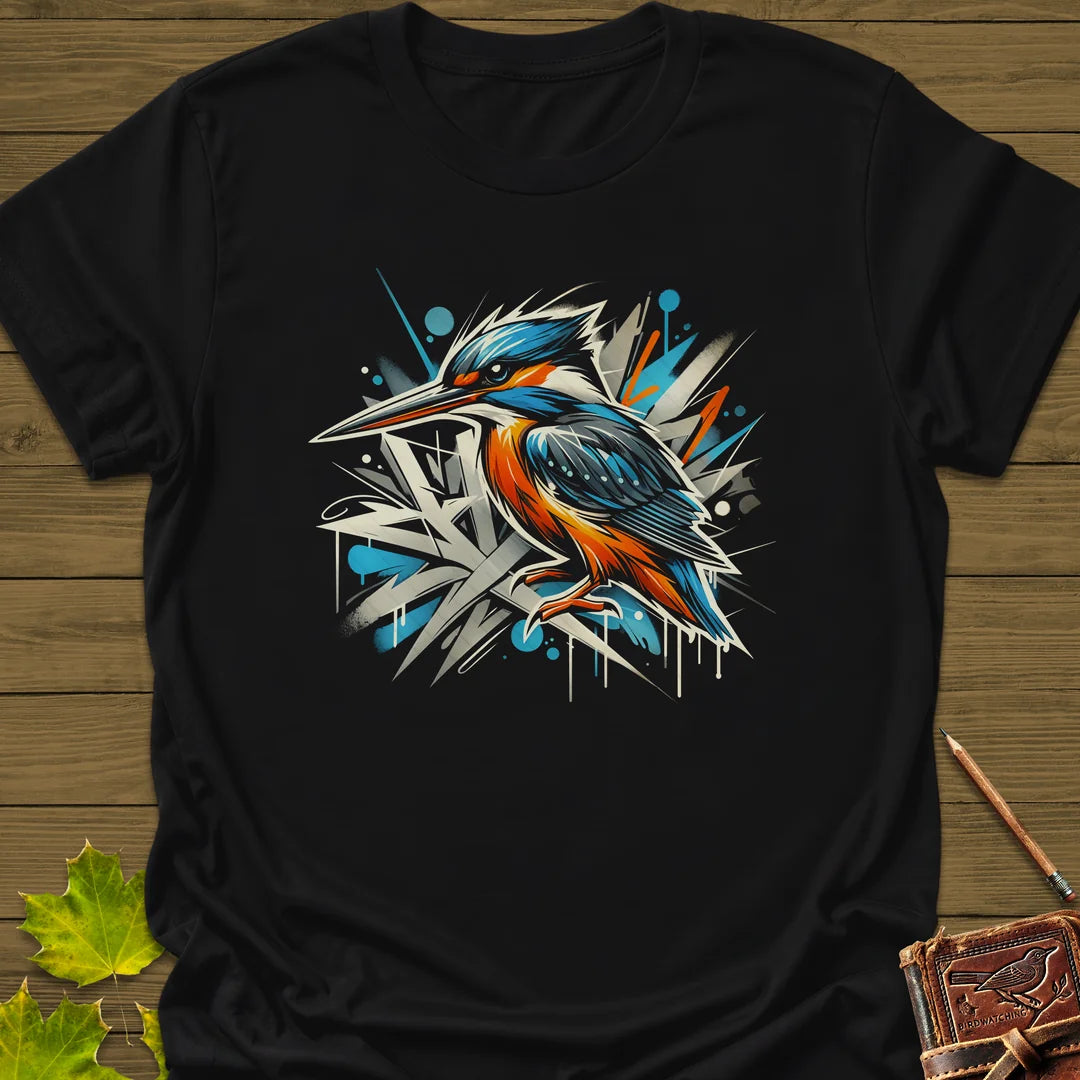 Urban Wildlife Kingfisher T-Shirt in Black