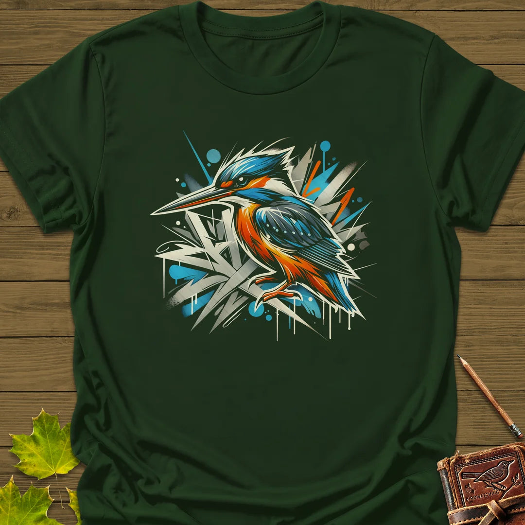 Urban Wildlife Kingfisher T-Shirt in Forest Green