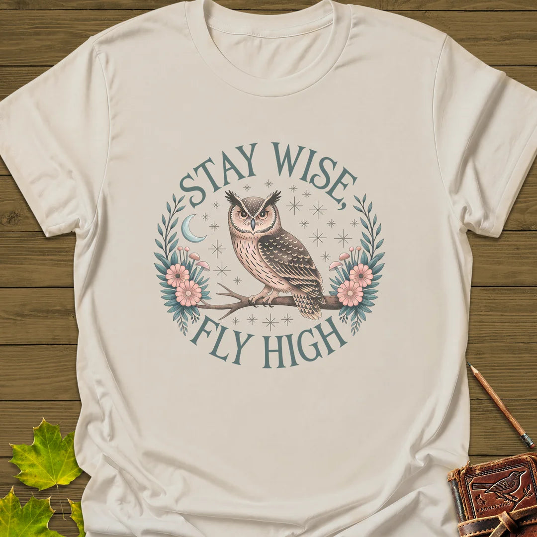 Stay Wise Owl T-Shirt in Natural