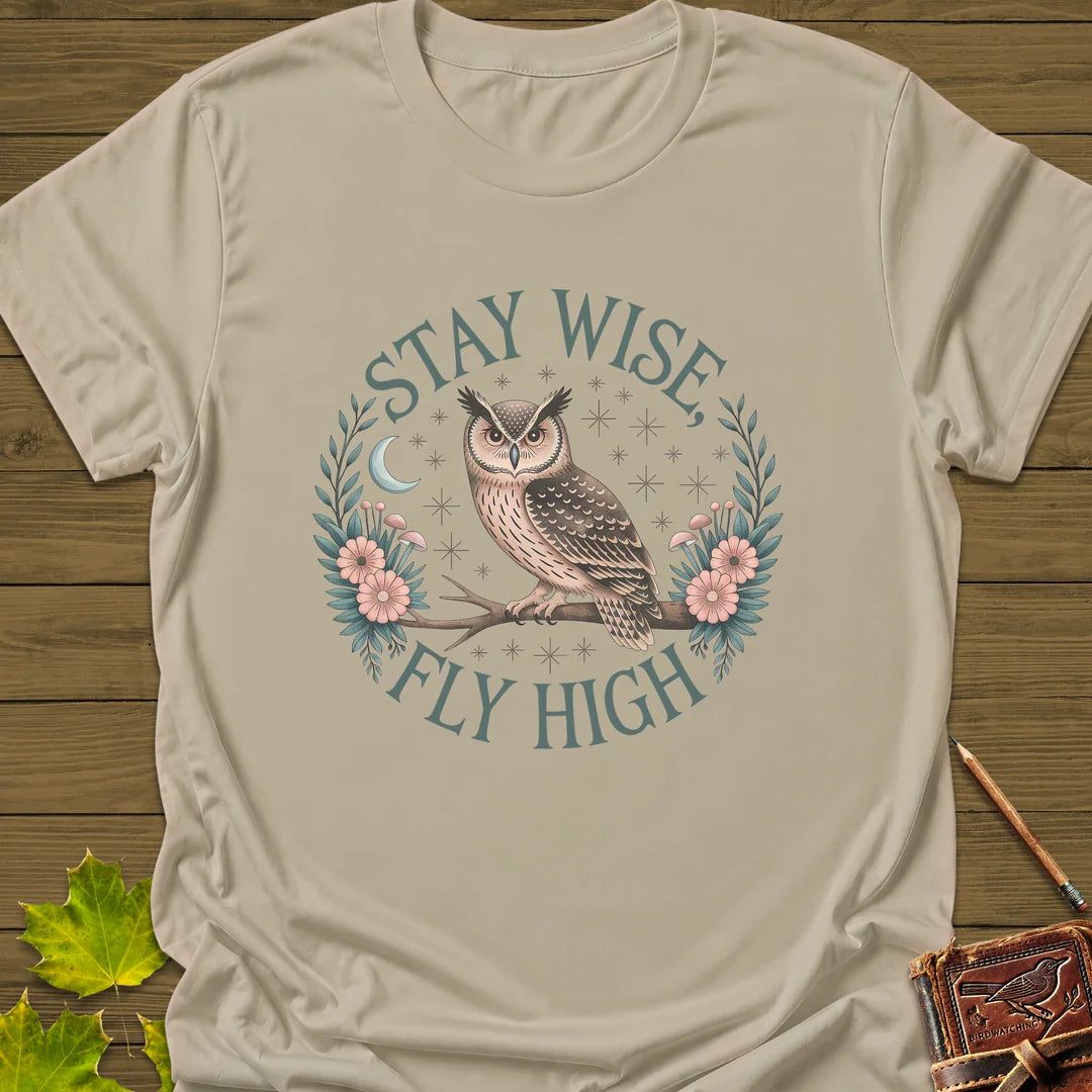 Stay Wise Owl T-Shirt in Sand