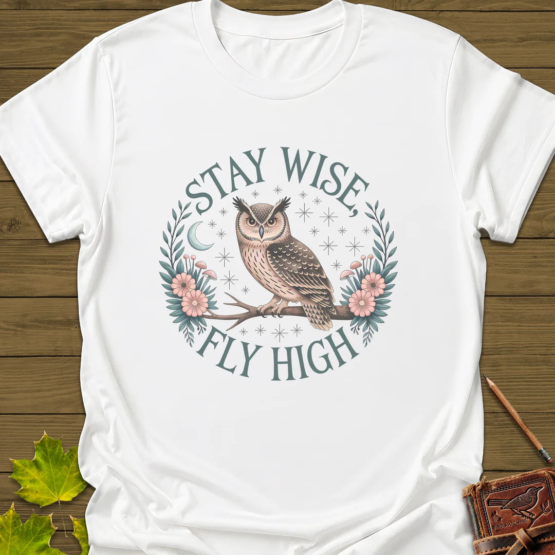 Stay Wise Owl T-Shirt in White