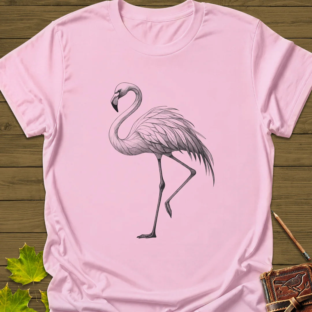 Flamingo Illustration T-Shirt in Light Pink
