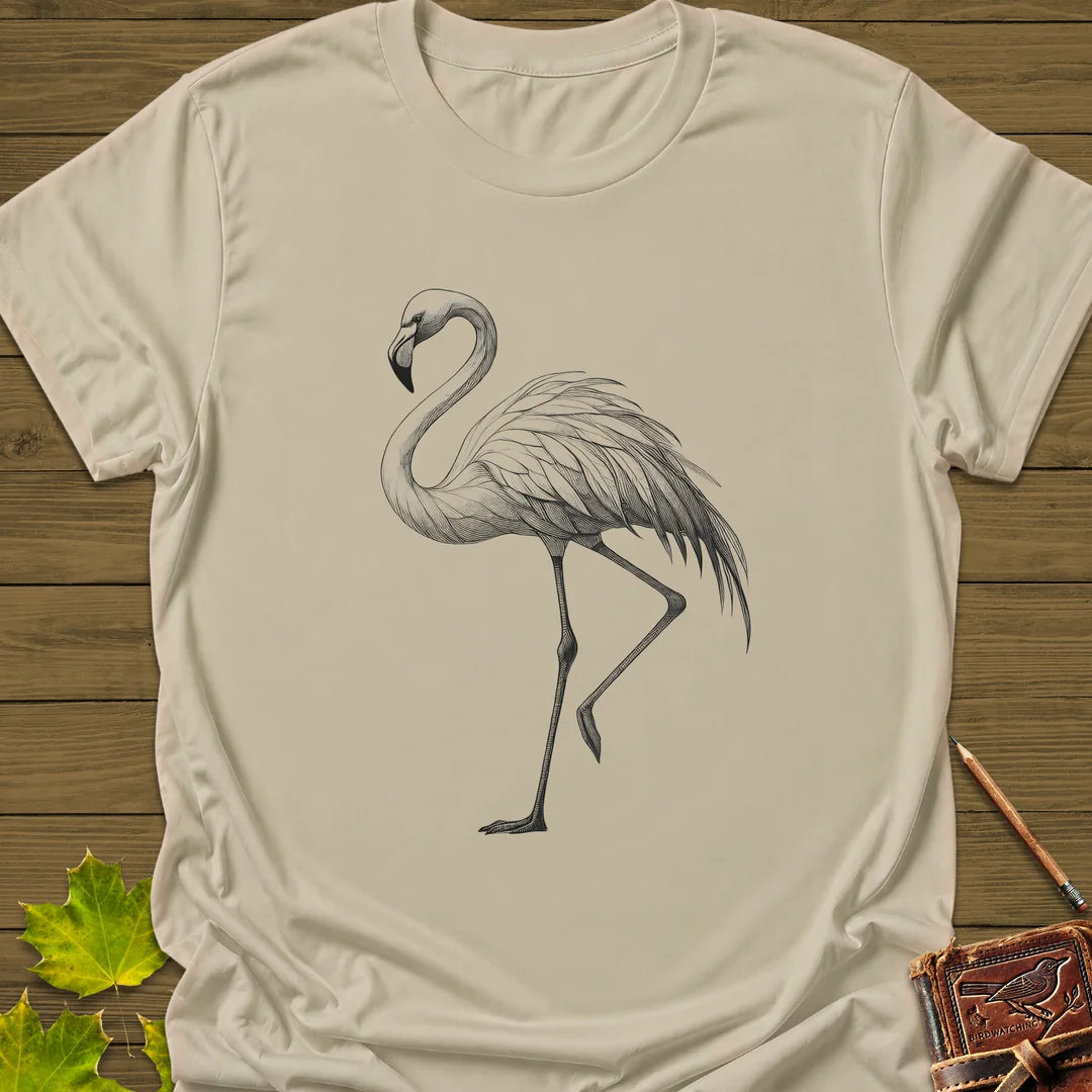 Flamingo Illustration T-Shirt in Sand