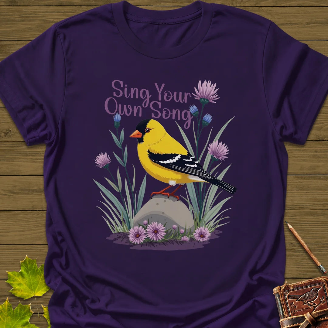 Sing Your Song Goldfinch T-Shirt in Purple