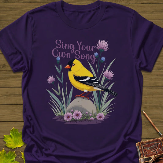 Sing Your Song Goldfinch T-Shirt in Purple
