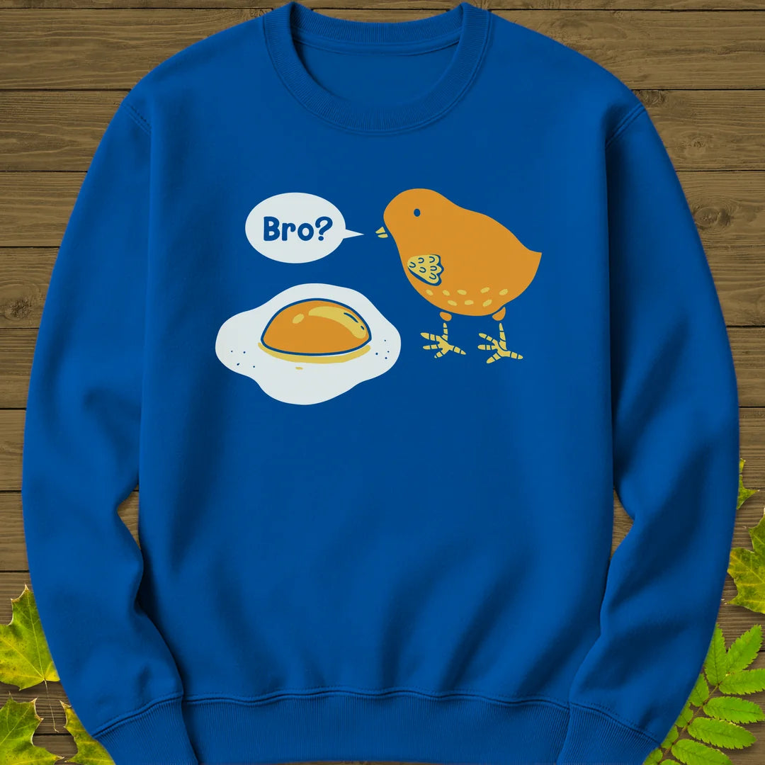 Bro? Chick and Egg Sweatshirt in Royal