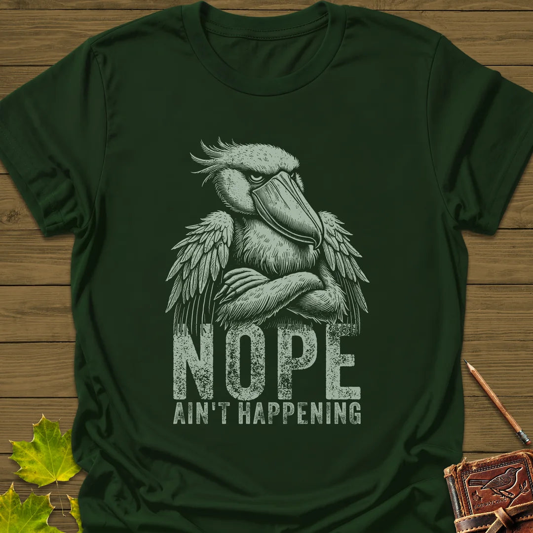 Nope Stork T-Shirt in Forest Green