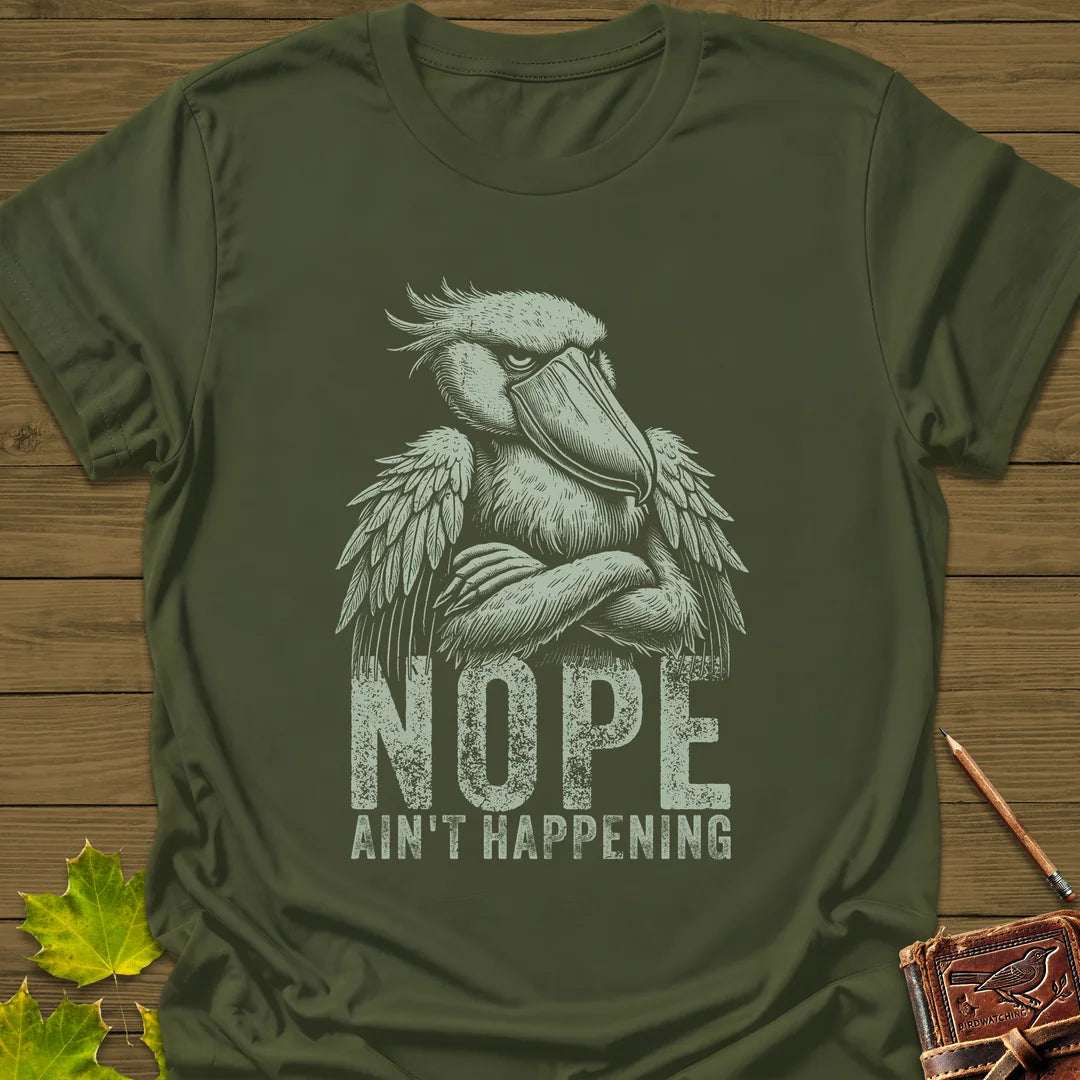 Nope Stork T-Shirt in Military Green