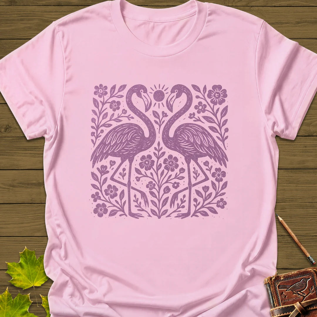 Flamingo Boho Print T-Shirt in Light Pink