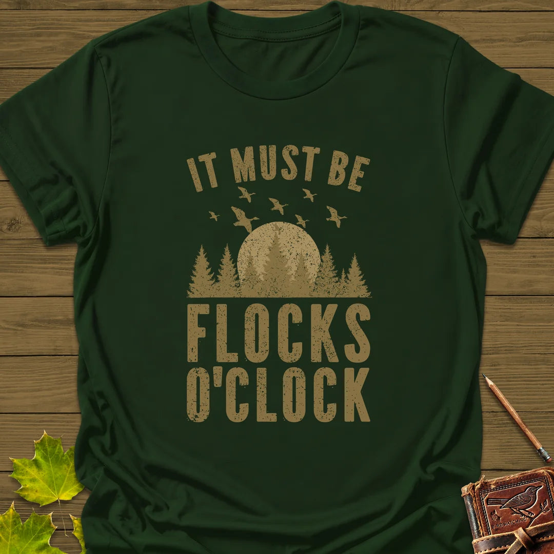 Flocks O'Clock T-Shirt in Forest Green