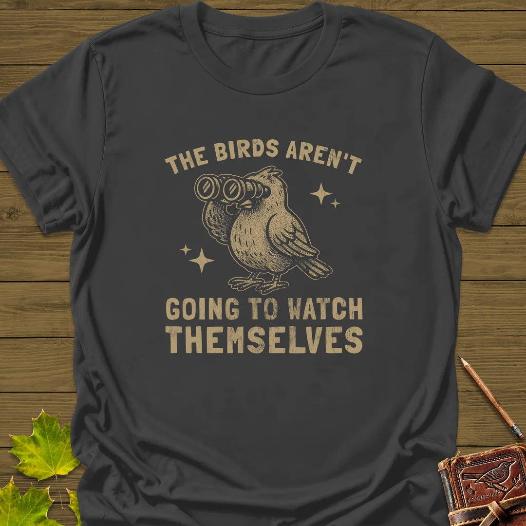 Birds Watching Themselves T-Shirt in Charcoal