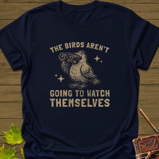 Birds Watching Themselves T-Shirt in Navy
