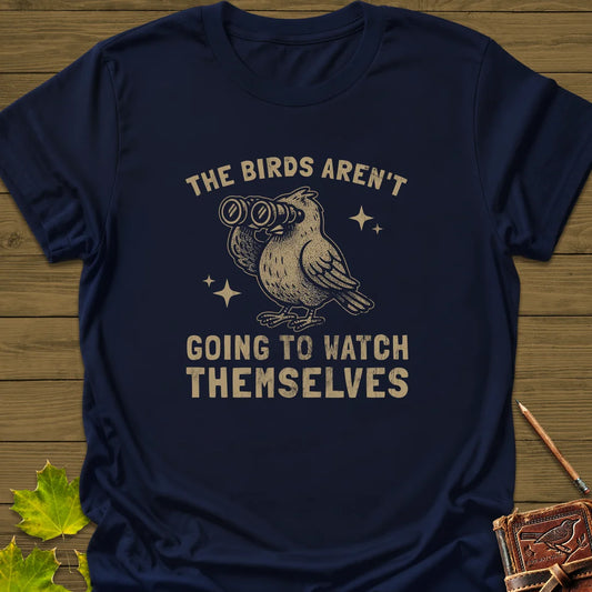 Birds Watching Themselves T-Shirt in Navy