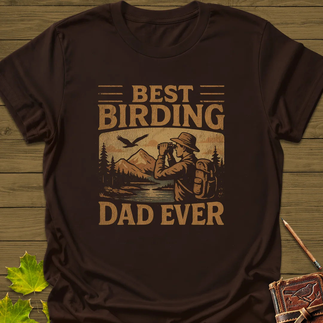 Best Birding Dad T-Shirt in Dark Chocolate
