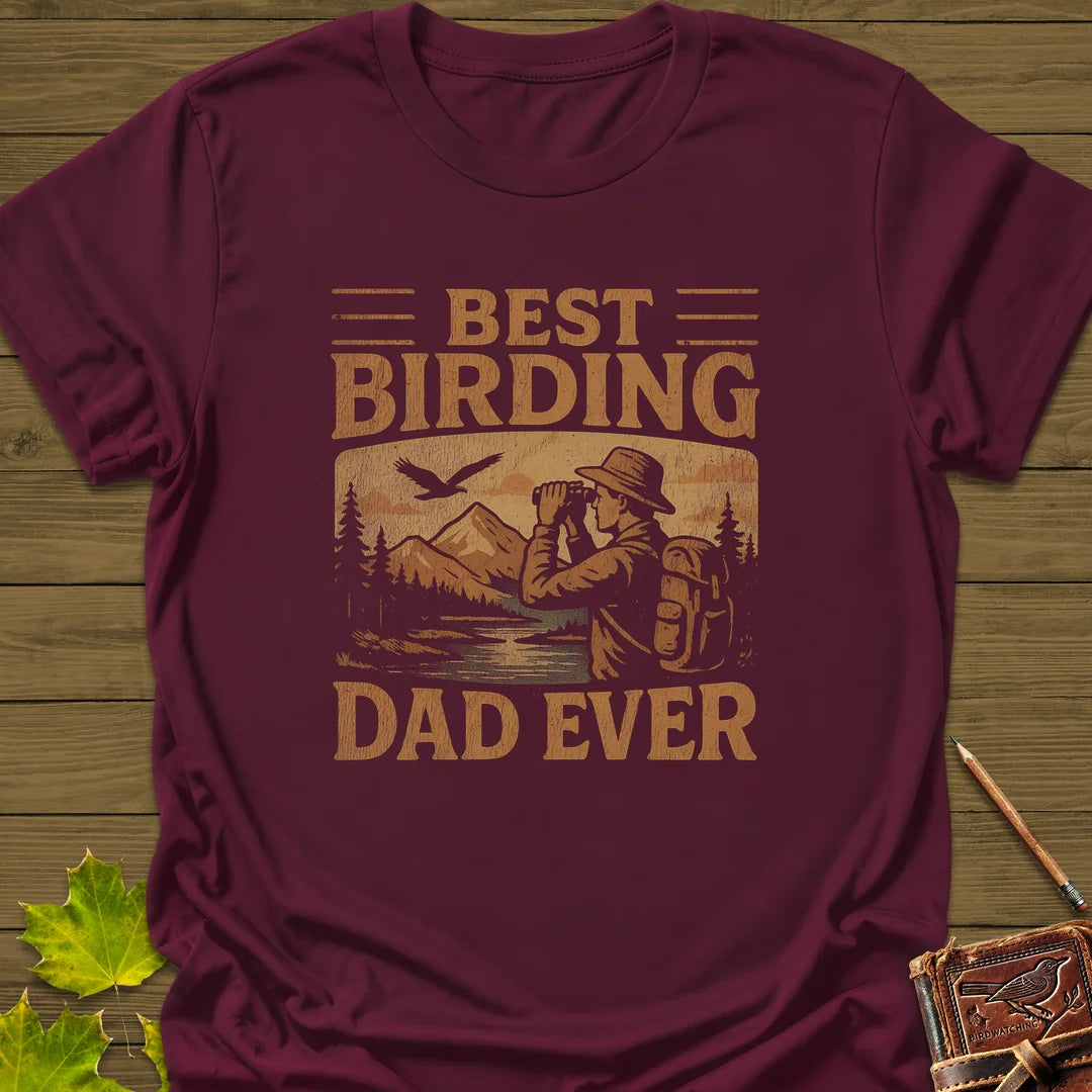 Best Birding Dad T-Shirt in Maroon