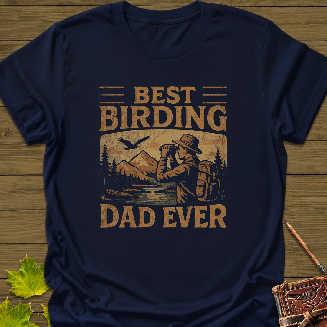Best Birding Dad T-Shirt in Navy