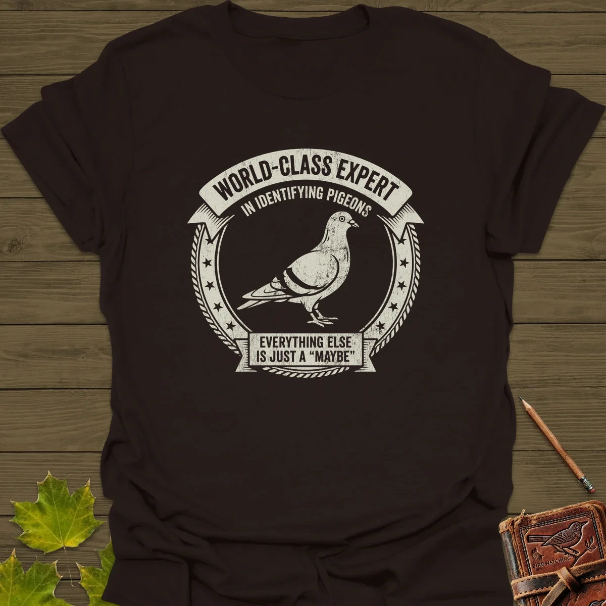 Identifying Pigeons T-Shirt Dark Chocolate