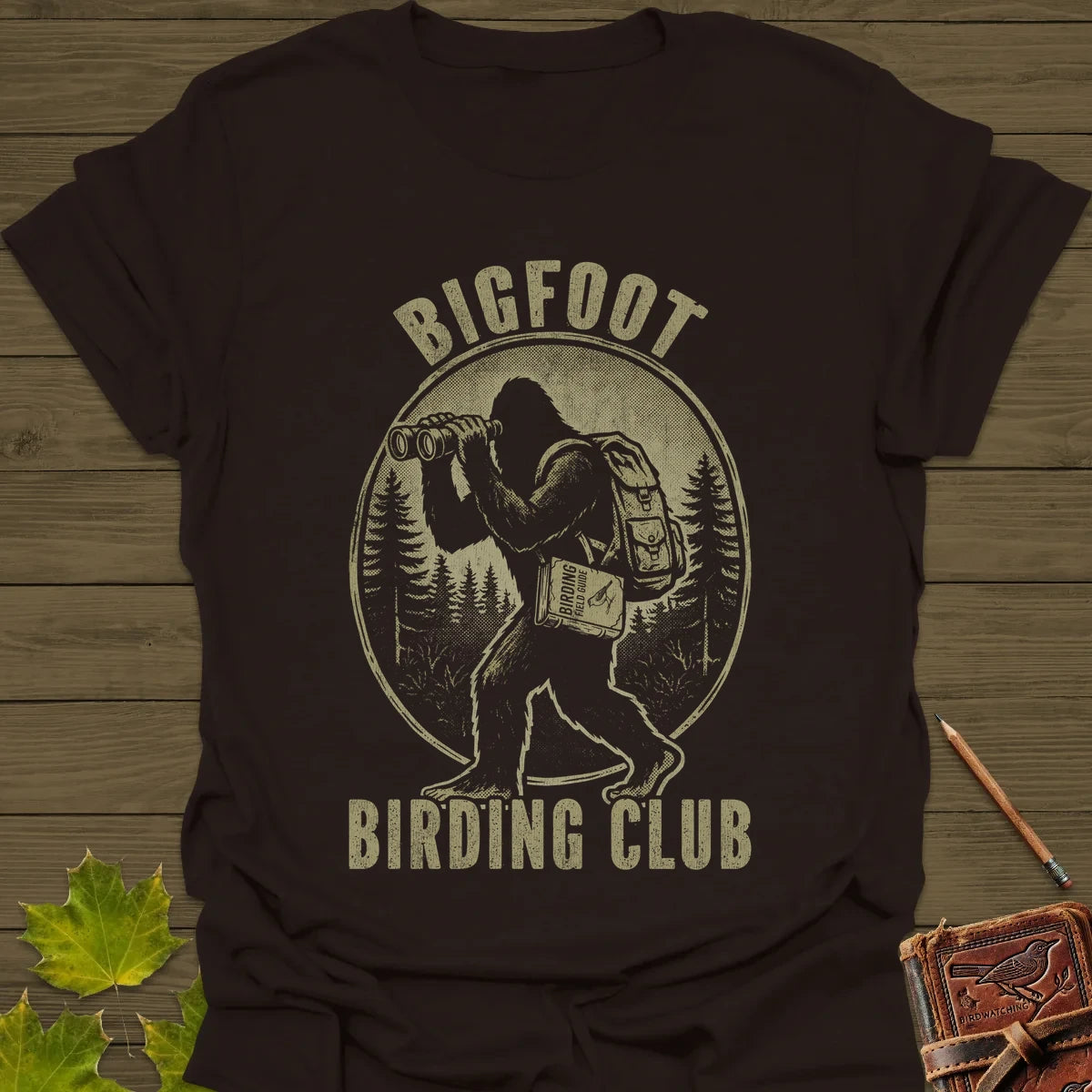 Bigfoot Birding Club T-Shirt Dark Chocolate