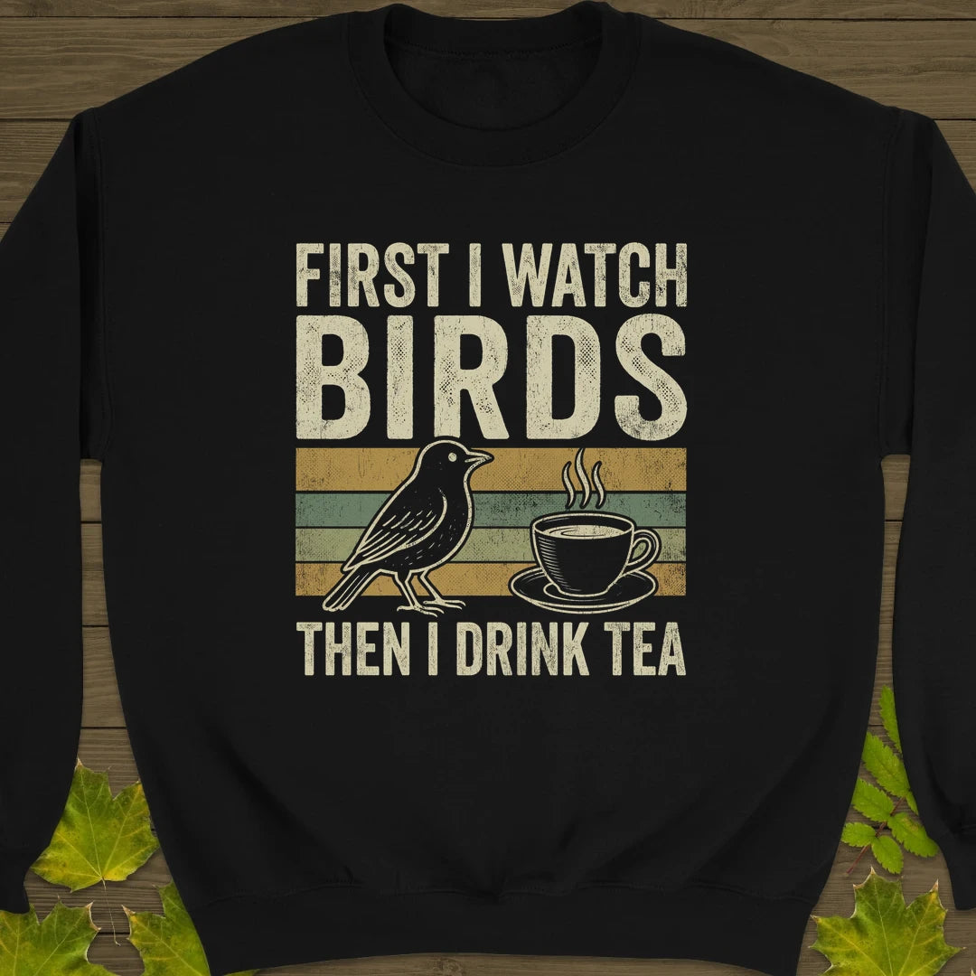 Birds Then Tea Sweatshirt Black