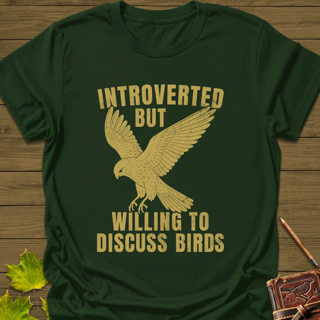 Willing To Discuss Birds T-Shirt in Forest Green