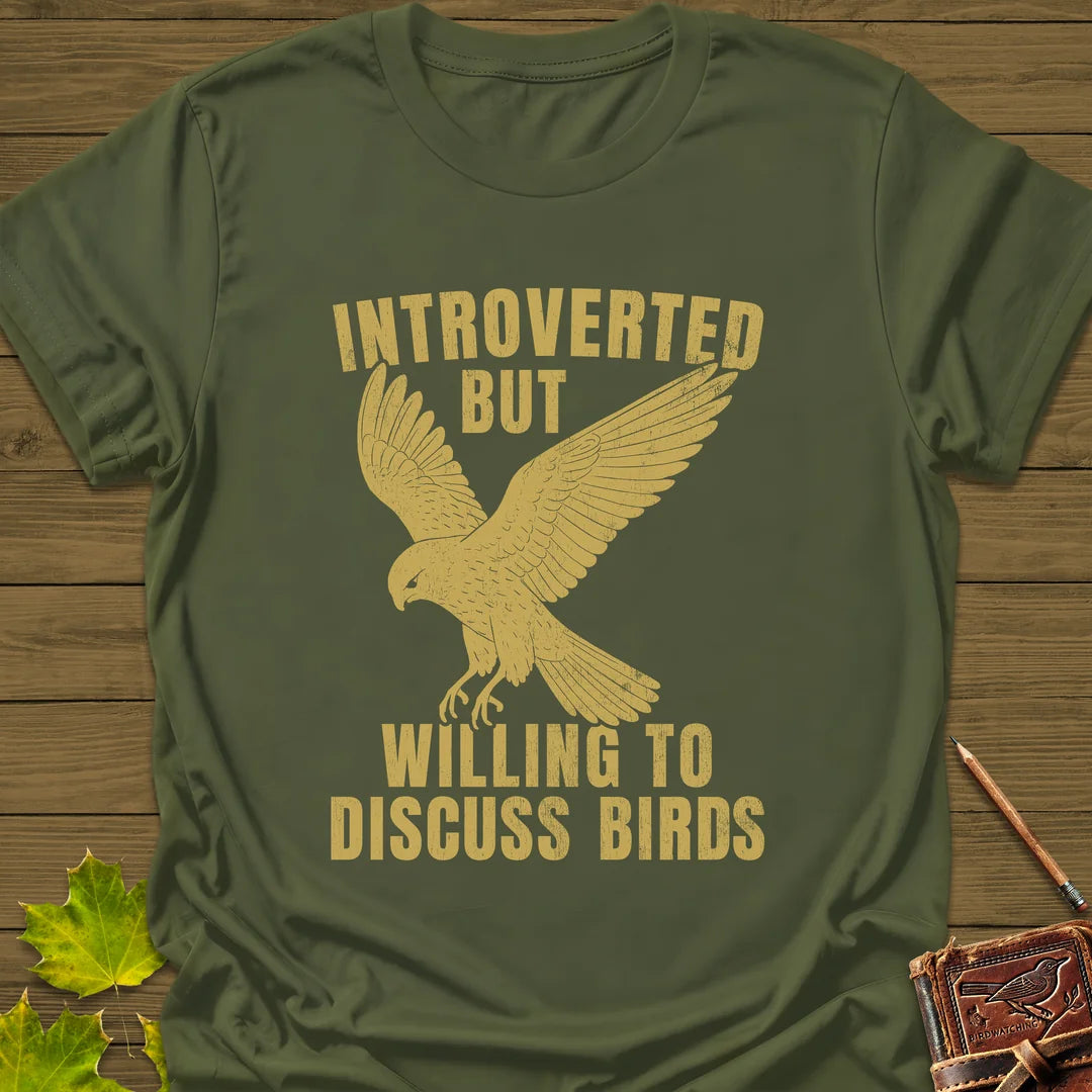 Willing To Discuss Birds T-Shirt in Military Green