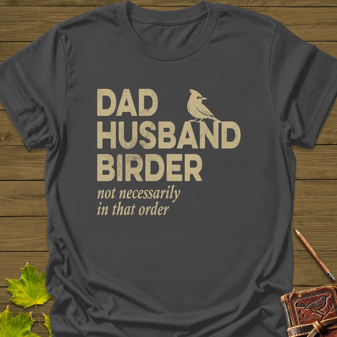 Dad, Husband, Birder T-Shirt in Charcoal
